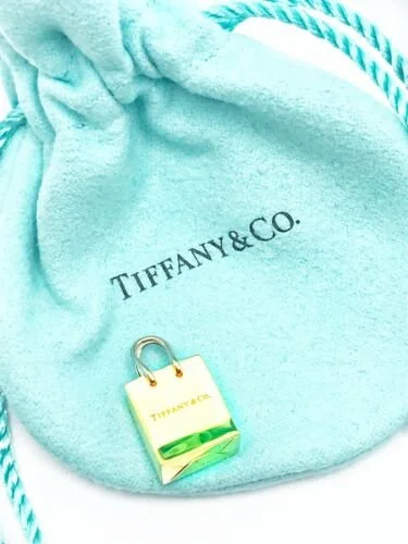 Tiffany Co. Shopping Bag 18K Two Tone Gold Charm 5.8g DeWitt s Diamond Gold Exchange